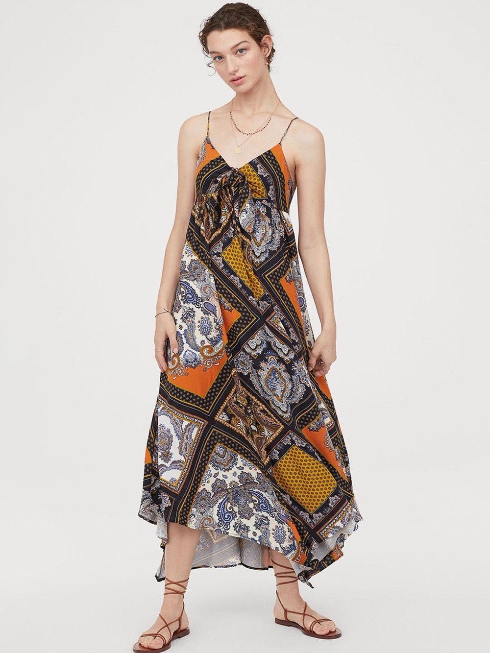 Boho Patchwork Maxi Dress - Orange Multi